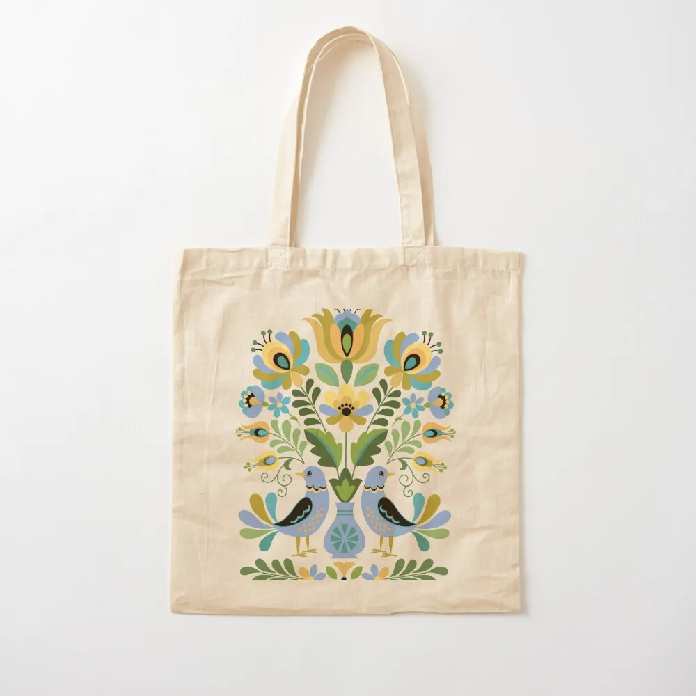 

Hungarian Folk Art Birds in Blue and Gold Tote Bag canvas tote custom bags hand bags Canvas Tote Bag