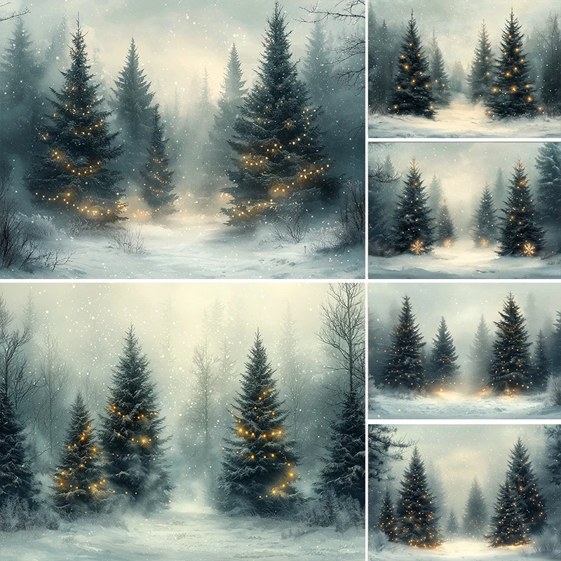 

LS Christmas Backdrop Kids Baby Portrait Photography Winter Forest Snow Photocall Xmas Tree Photo Props Photo studio
