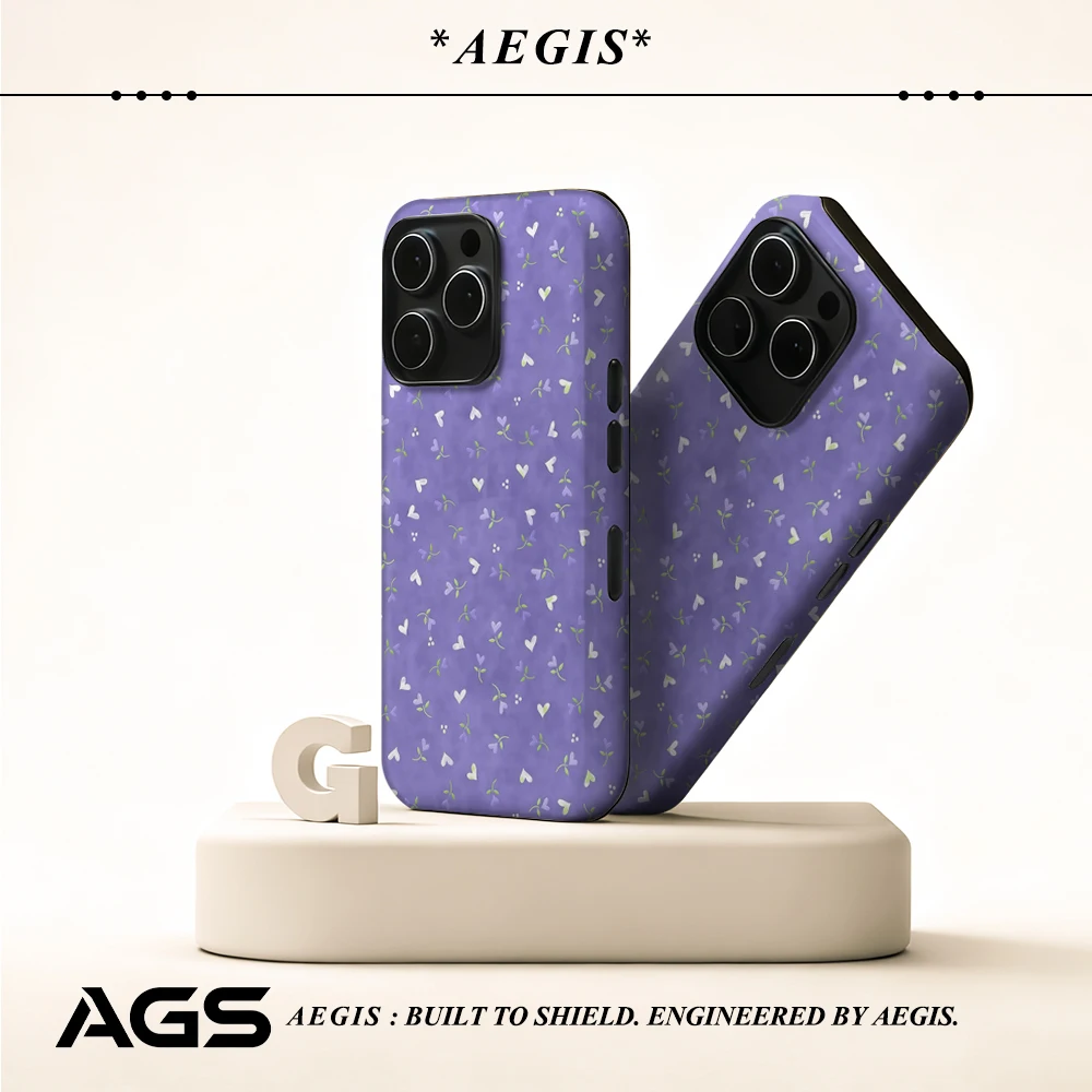 Lila Herz- und Blatt-Handyhülle für magnetische Handyhülle für IPhone 17 16 15 14 13 Pro Max Plus, einzelne doppelschichtige robuste Hülle