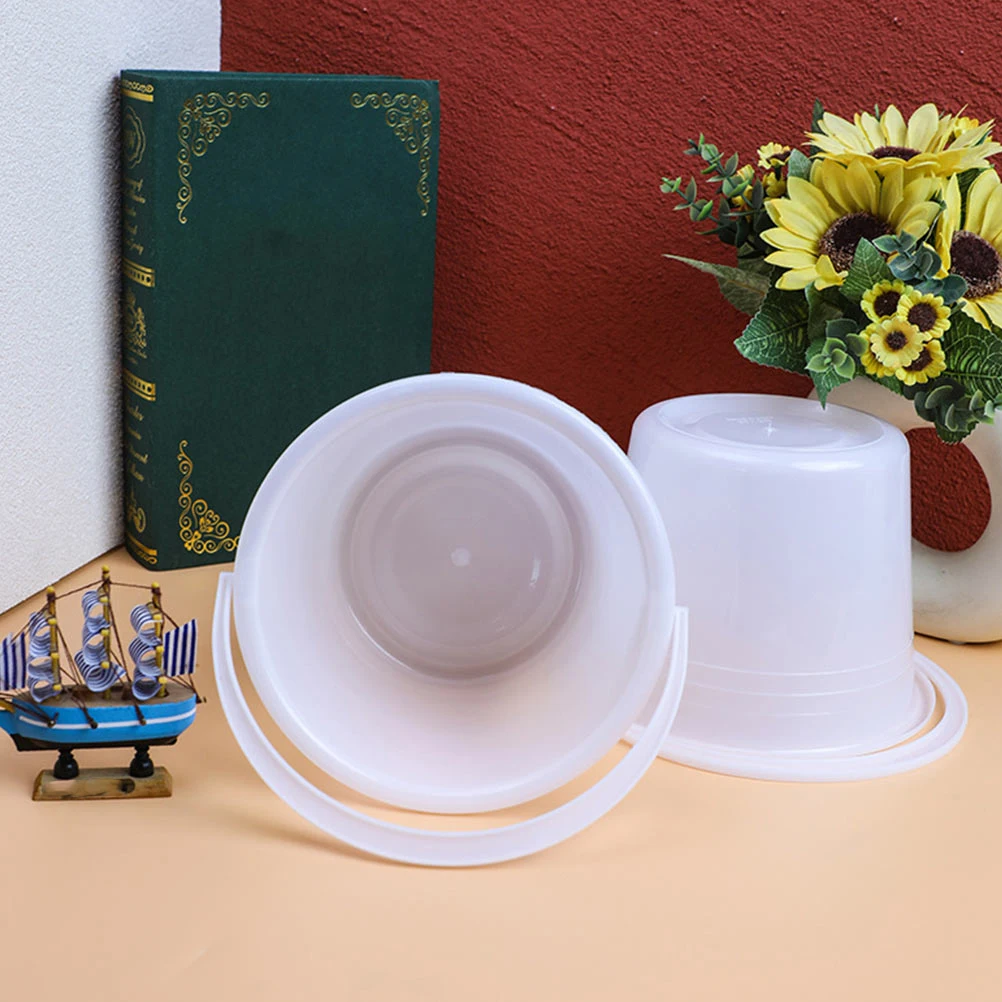 

6pcs Paint Buckets White Round Disposable Large Capacity Storage Bucket for Water Oil Plastic