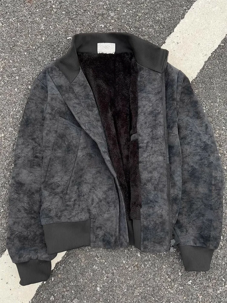 

Мужская утепленная кожаная куртка-косуха с воротником-стойкой, теплая повседневная зимняя куртка с длинными рукавами