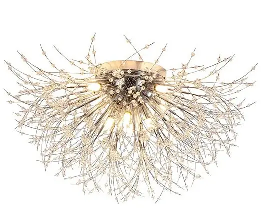 

Modern Crystal Flush Mount Ceiling Light, Sputnik Firework Close to Ceiling Lamp, Led Ceiling Light Fixtures for Bedroom Kitchen