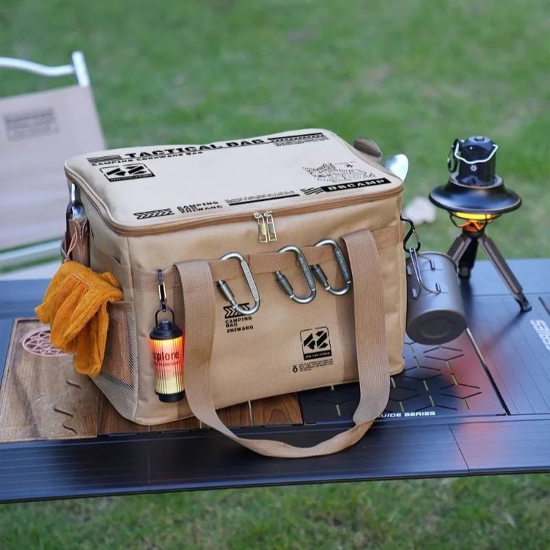 

Сумка для пикника на открытом воздухе, большая вместительная износостойкая складная портативная сумка для хранения посуды, принадлежности для пикника и лагеря, кухонные принадлежности