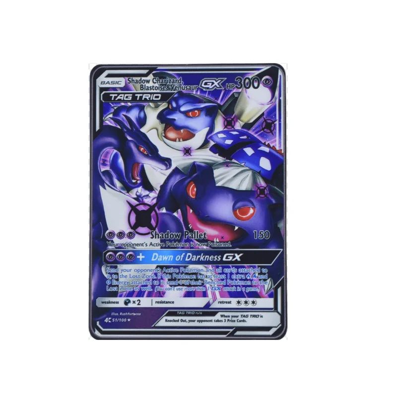 

Фиолетовые металлические карты Покемон на английском языке: Чаризард, Арцеус, Мьют, Бластойз Vmax GX V. Коллекционные игровые карты. Подарок для детей.