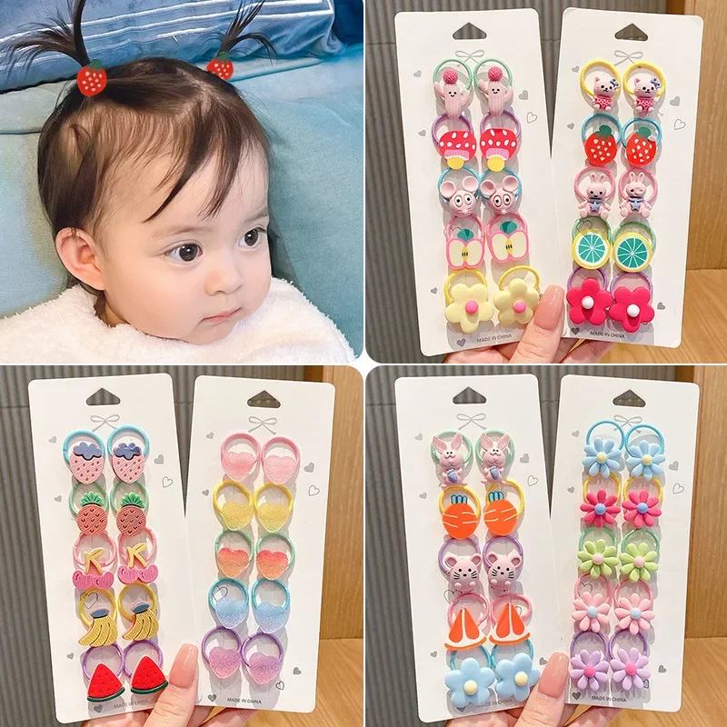 10 stuks schattige baby kinderen elastische haarbanden haarring haarband voor kinderen hoofddeksels peuter accessoires meisjes kinderen haaraccessoires