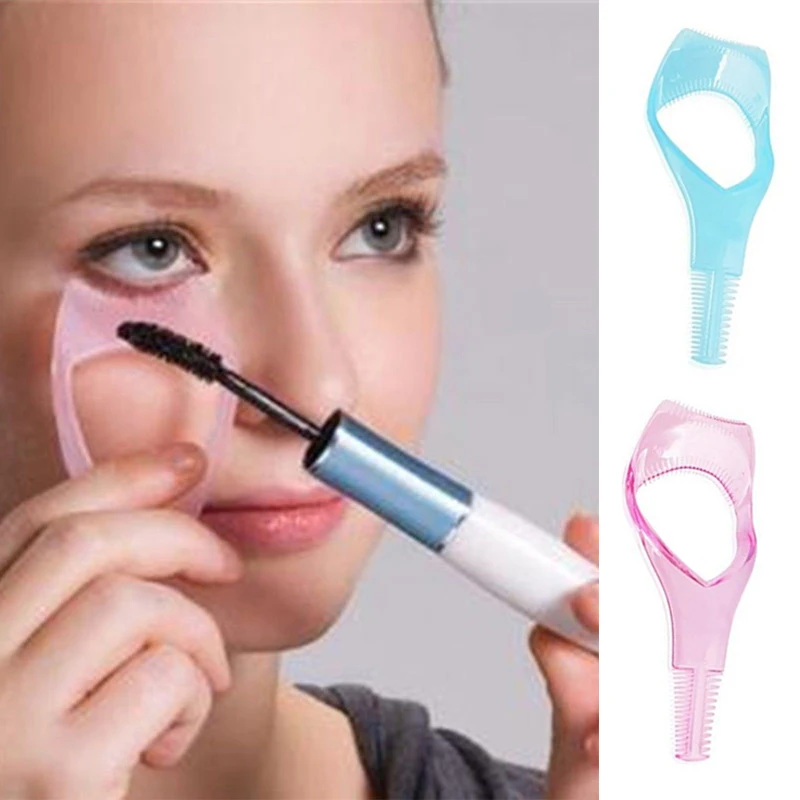 1Pc 3 In 1 Eyelashes Tools Mascara Shield Applicator Guard Comb Eyelash Curling Makeup Brush Comb Shaper Assistant Shaping Card