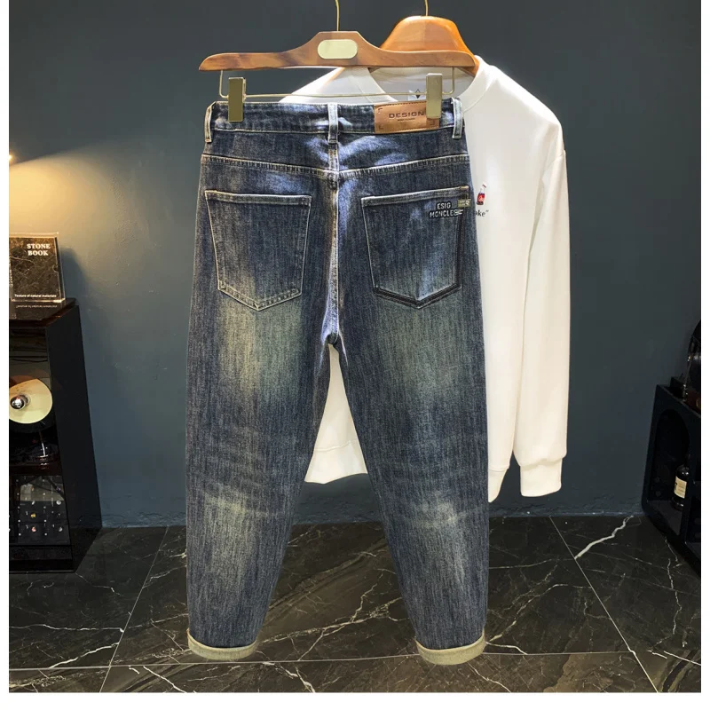 

трендовые повседневные джинсы, осень 2021, новинка, высококачественные мужские брюки Harlan, универсальные эластичные брюки