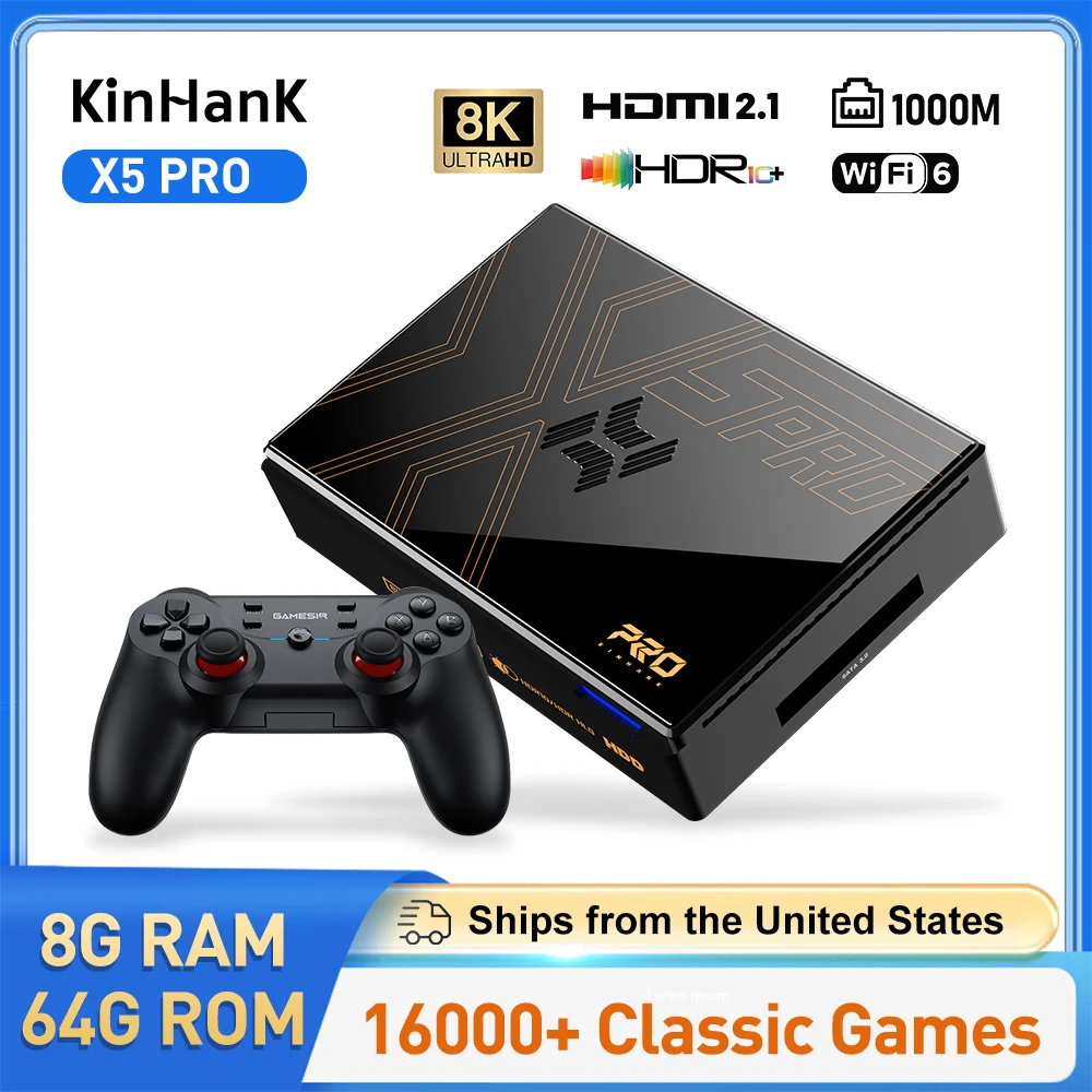 

Kinhank Retro Video Game Console Super Console X5 PRO 4T with 16000 Games for PS2/WII/SS/DC/N64 Android 12 TV Box Plug and Play