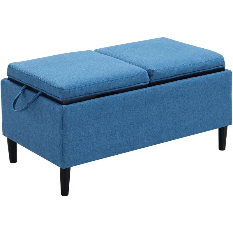 

Comfort Magnolia Storage Ottoman with Reversible Trays, Soft Blue Fabric