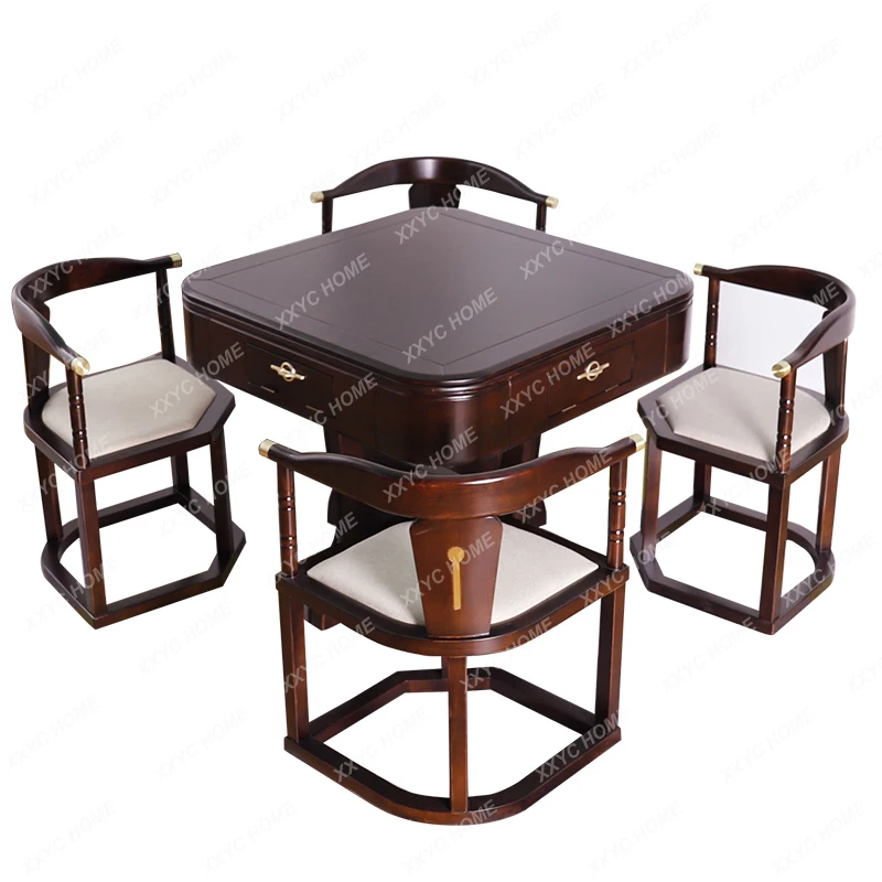 

New Chinese Solid Wood Mahjong Machine Automatic Dining Table Dual-Use Electric Integrated Mute Machine Linen