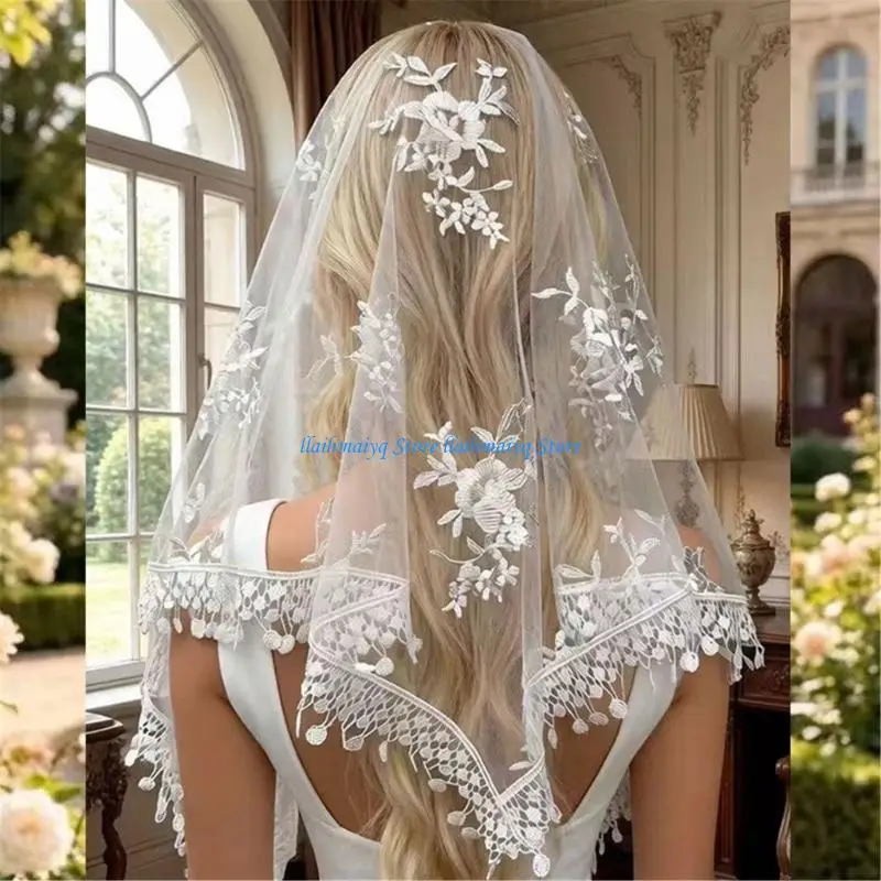 573B Muslims Scarf Practical Nylon Lace Hijab Headscarf for Different Season