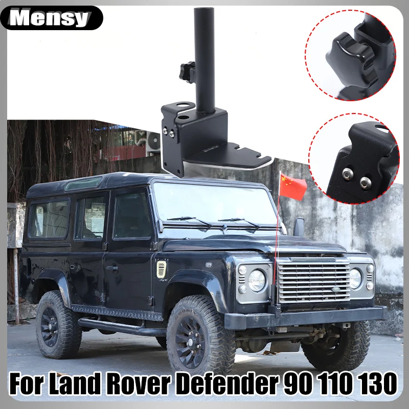

Front Bumper Off Road Flagpole Antenna Bracket for Land Rover Defender 90 110 130 2004-2018 Carbon Steel material accessories