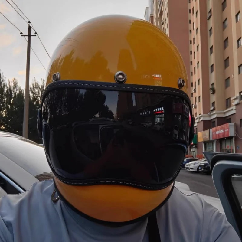 Casco de cara completa de espacio retro japonés de fibra de vidrio de alta resistencia, para casco protector de motocicleta de crucero de ocio Harley Davidson