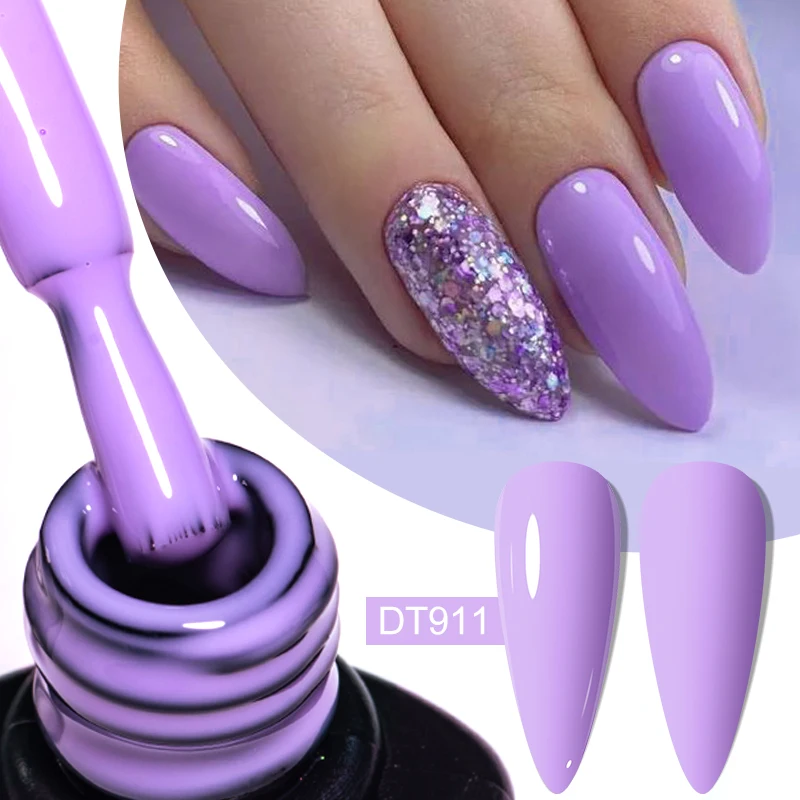 MEET ACROSS 7ml Sparkly Rubber Base Gel Nail Polish Semi Permanent Soak Off UV LED Construction Gel Varnish For Nails Manicure