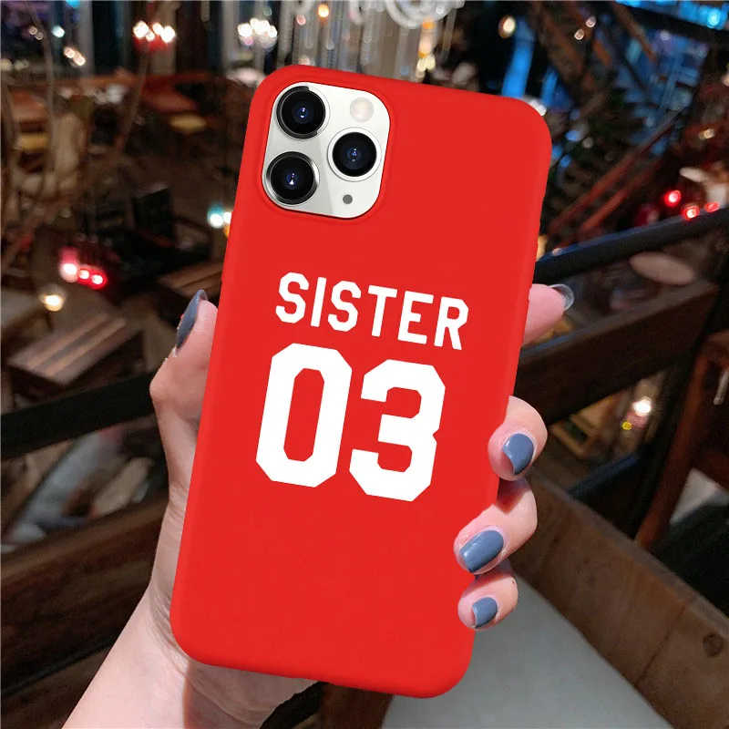 Best Friends Bff Sisters Phone Case for Iphone 7 8 Plus 12 11 Pro X 13 14 SE XR XS Sisters 01 02 03 Letter Silcone Phone Cover