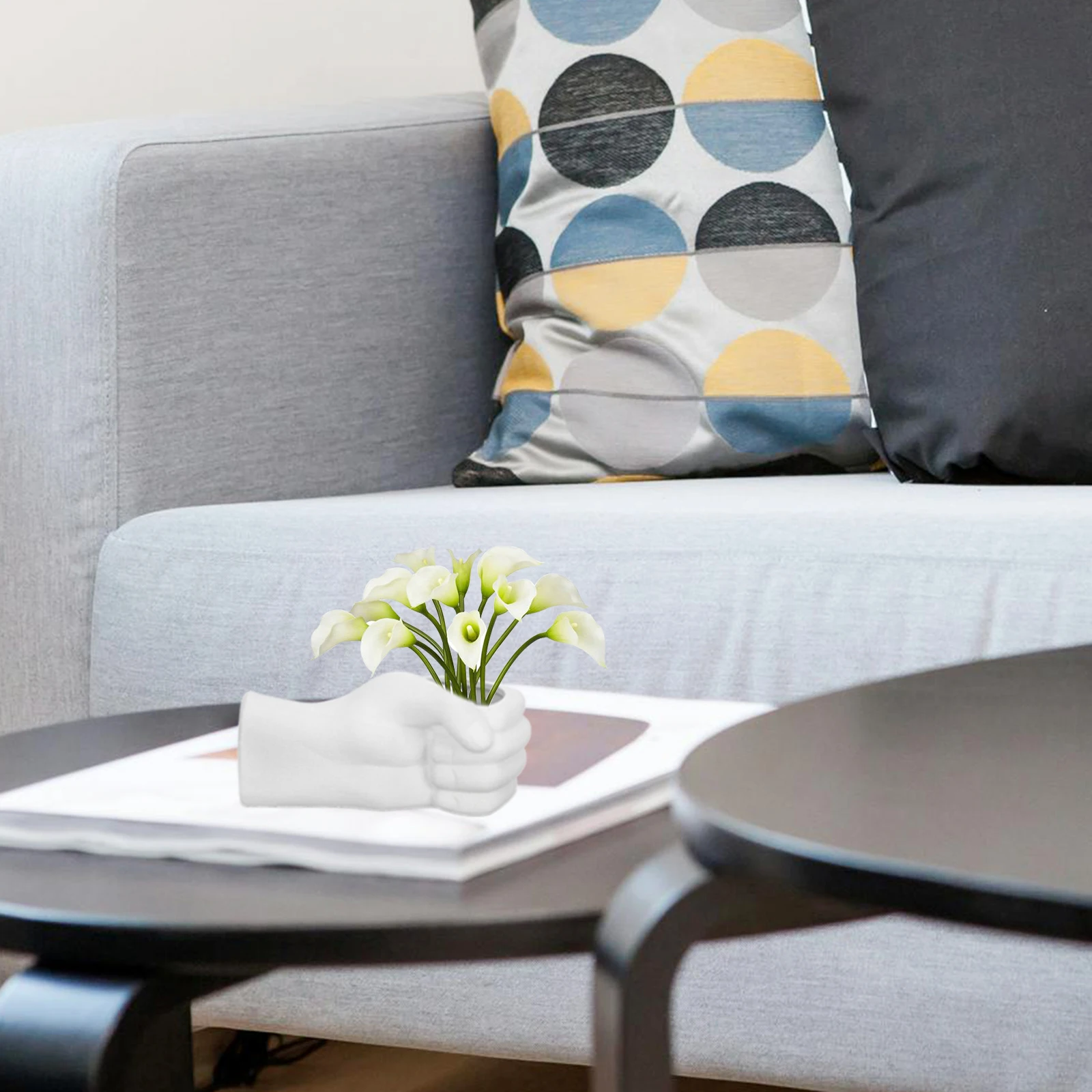 

Ceramic Flower Vase Fist Shape Creative Decorative Holder for Home Office Hotel Balcony Flower Arrangement