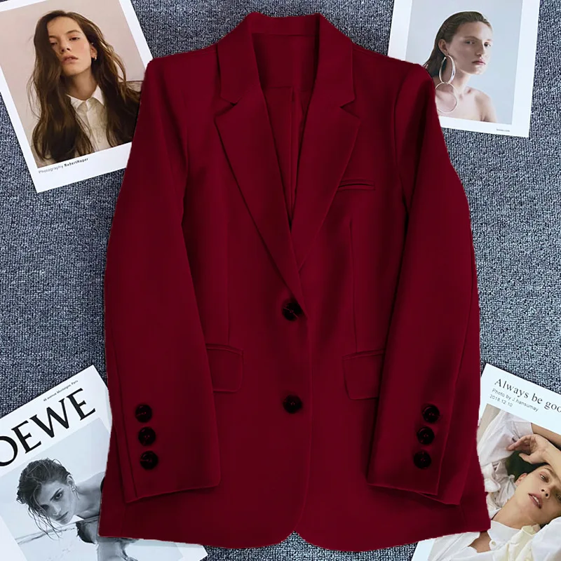 Women Classic Blazer Jacket Long Sleeve Lapel Single Breasted Formal Jacket Work Casual Splice Y2k Streetwear 2026 Autumn Winter