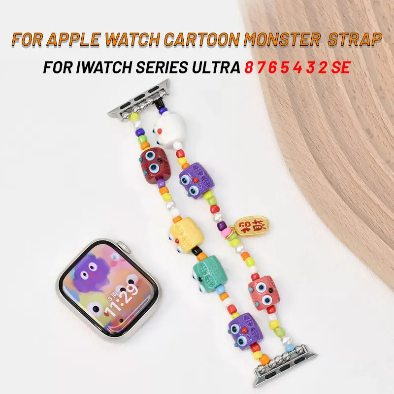 

Cartoon Monster Strap For Apple Watch Ultra 49mm band 41mm 45mm Elastic Wristband for iwatch Series 8 7 6 5 4 3SE 44mm 40mm 42mm