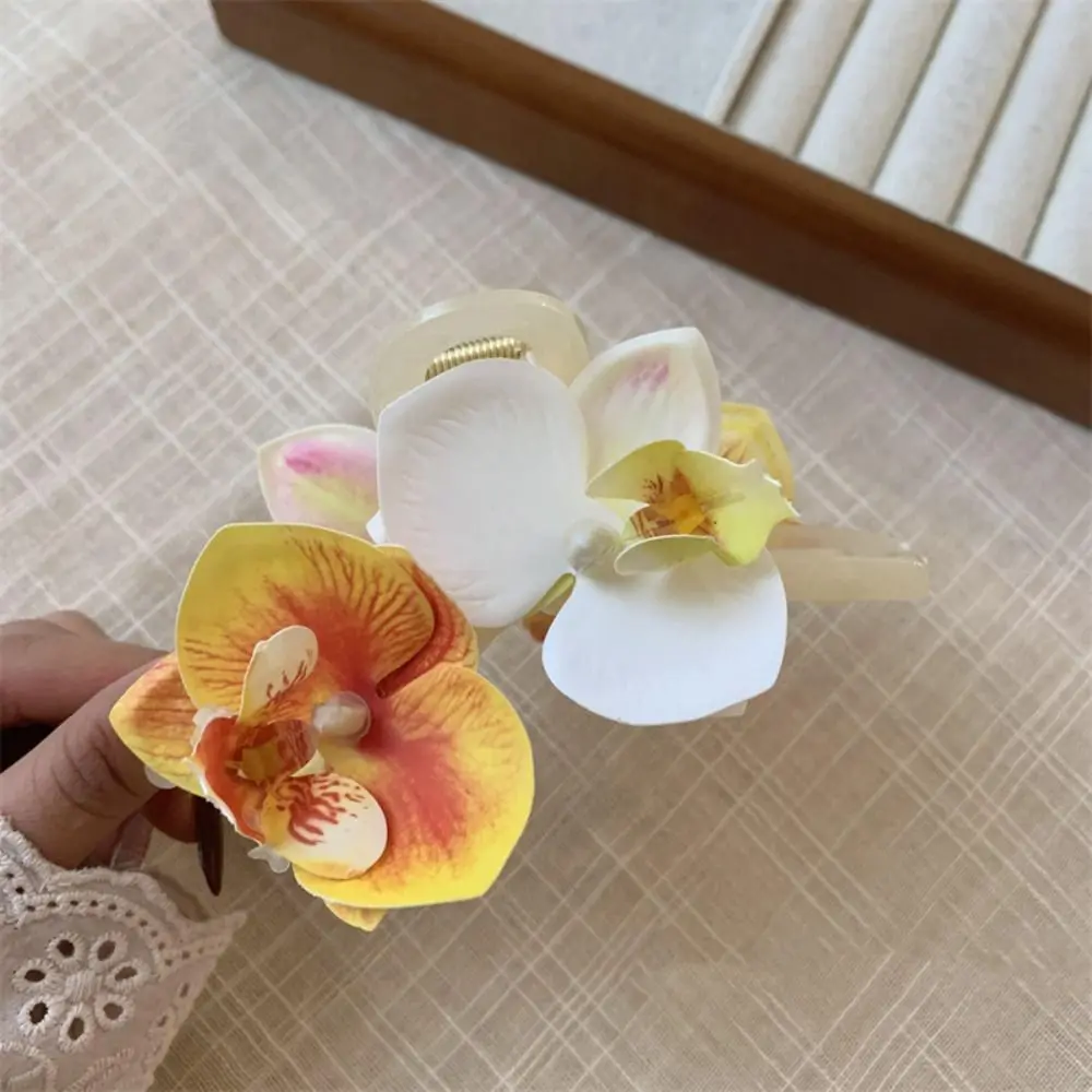 

Butterfly Orchid Flower Hair Claw Cloth Bohemia Barrettes Orchid Hair Clip Cute Hairpin Grab Clip Large Shark Clip Beach