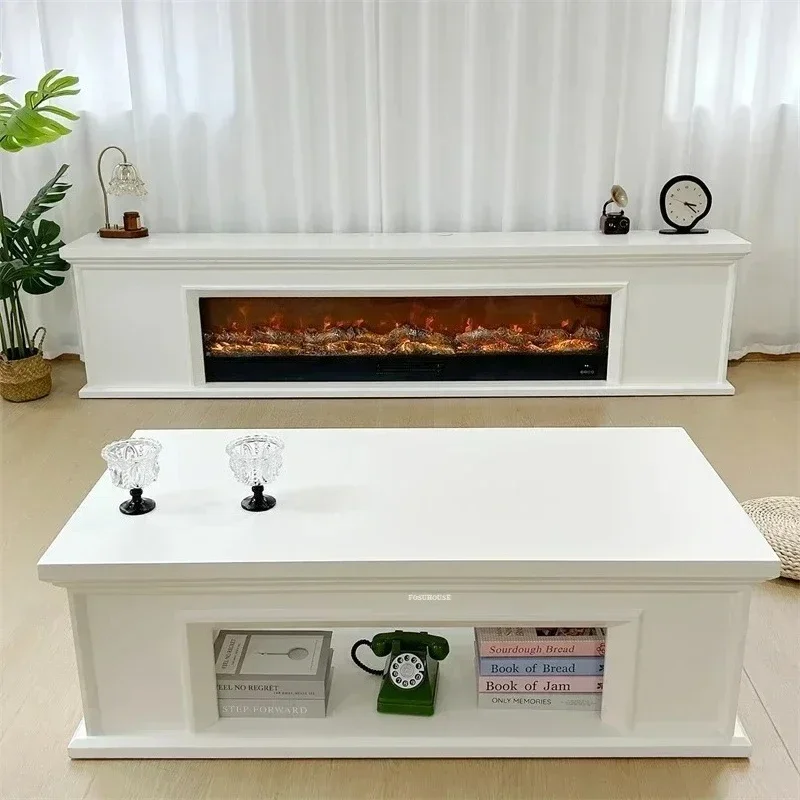 European Wooden TV Stand Antique Living Room Cabinets Fireplace Flame Heating Designer Simulation Salones Muebles Home Furniture