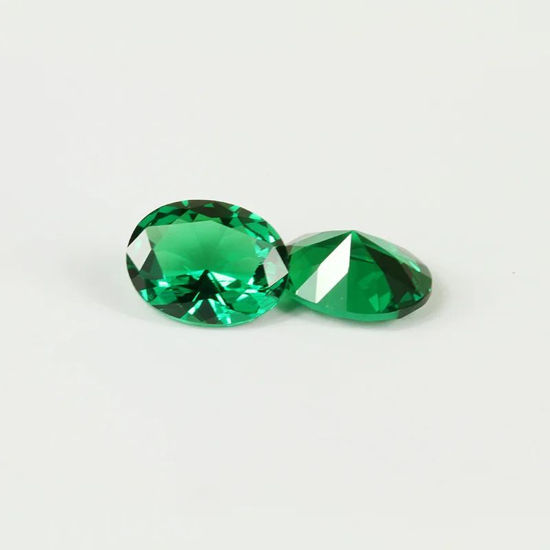 Oval Shape Synthetic Nanocrystal Green Color Loose  Gemstones Multiple Sizes Nano Stones Heat Resistant For Jewelry Making
