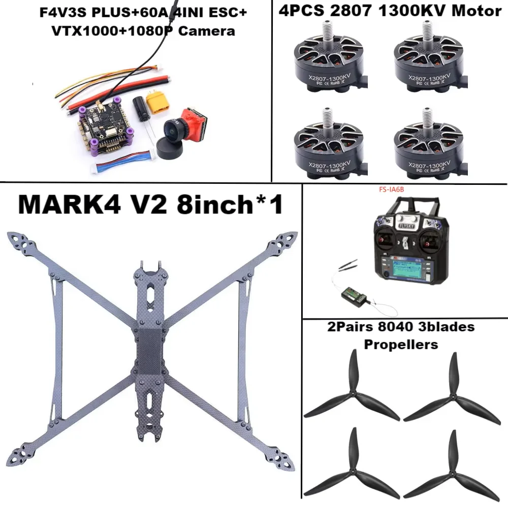 MARK4 V2 8 inch F4V3S/F4V3S PLUS Flight Control 45/60A 4INI ESC rack drone FPV koolstofvezel PV Racing Drone Quadcopter Freestyle