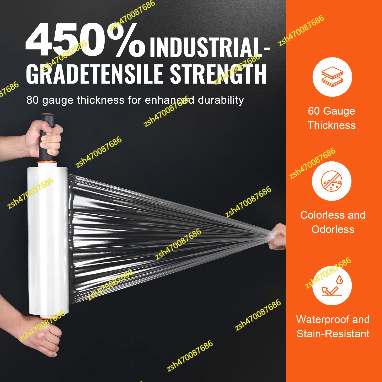 1/2/3/4 عبوات من فيلم التمدد 15 بوصة من فيلم الانكماش الشفاف مع مقابض لتغليف البليت وتحرك الشحن