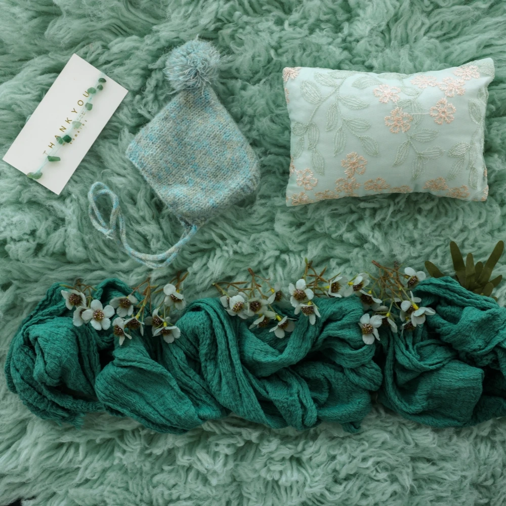 Newborn Baby Photography Props Hat+Wrap+Pillow Green Theme Set New Born Gift Outfit Studio Shooting Photo Props Accessories