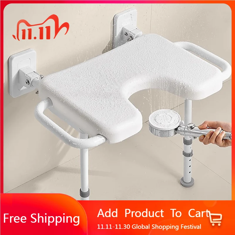 

Space Saving Foldable Bathroom Chair Plastic Shower Step Elderly Minder Stool Designer Disabled Taburete Plegable Home Furniture