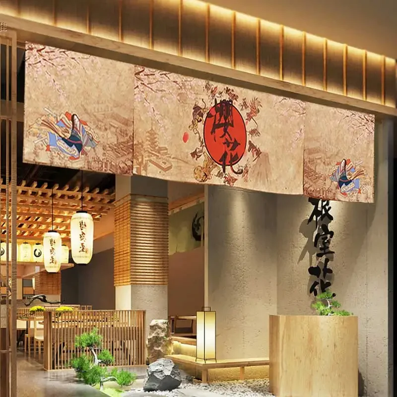 Japanese Doorway Curtain Sushi Restaurant Noren Bar Decorative Curtain Home Kitchen Dining Room Partition