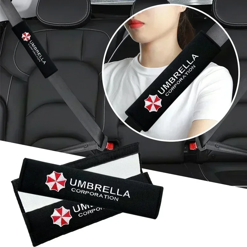 Car Seat Belt Cover Shoulder Protector Pad For Umbrella Corporation All Models Etc Logo Car Badge Decoration Dacal Style