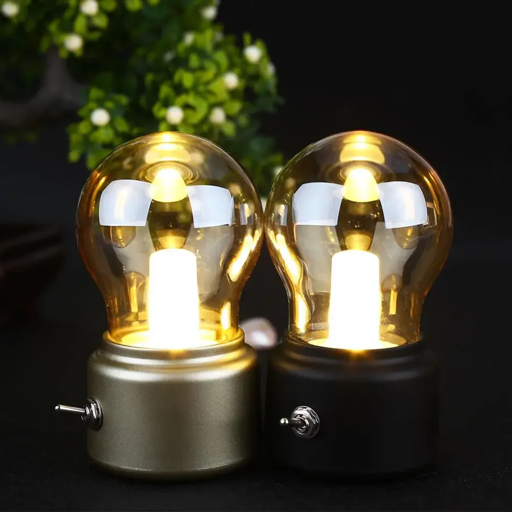 LED Night lihgt 2023New Year Led bulb Classical blowing swtich desk lamp decoration light Retro USB Rechargeable Desk Table Lamp