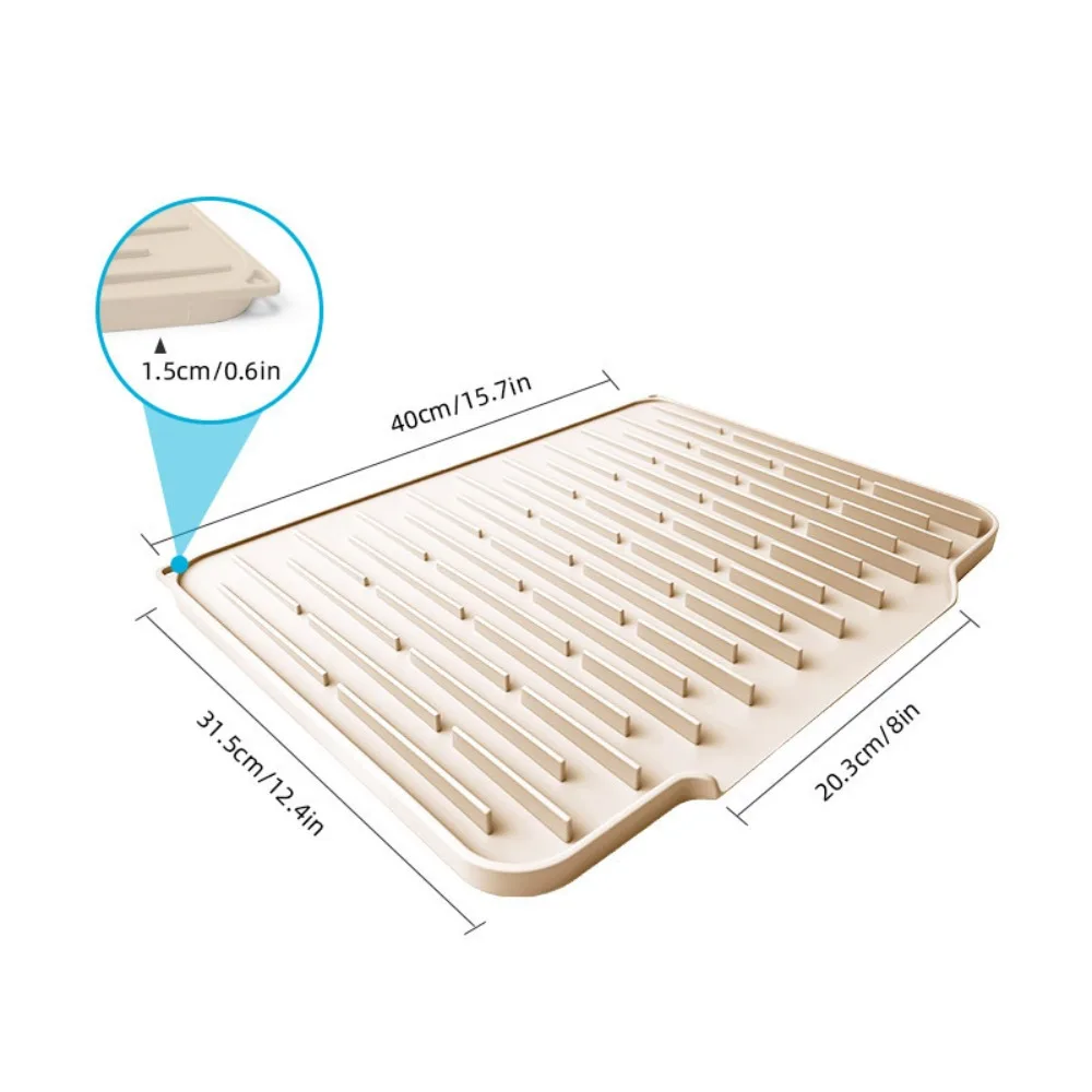 

Силиконовый коврик премиум-класса для сушки посуды, нескользящий экологически чистый коврик для кухонной стойки, практичный гигиенический впитывающий коврик для стола, кухня для автофургона