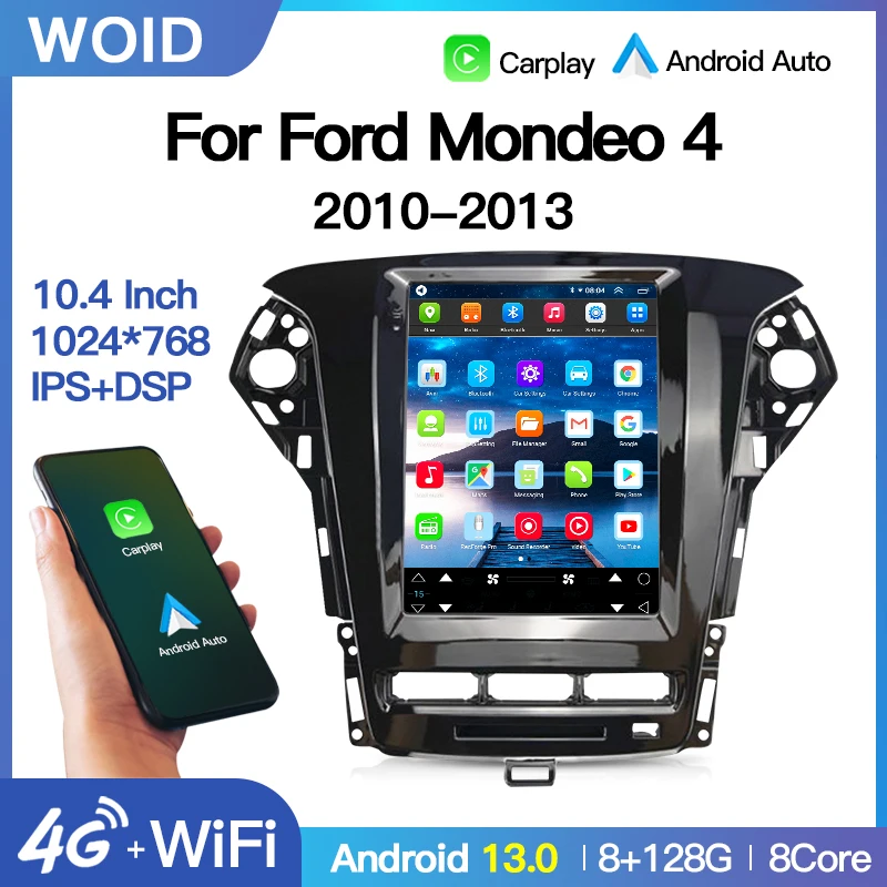 Car Radio Multimedia Player For Ford Mondeo 4 2010 - 2013 For Tesla Style Screen Video System Android 12 Auto RDS DSP CarPlayer