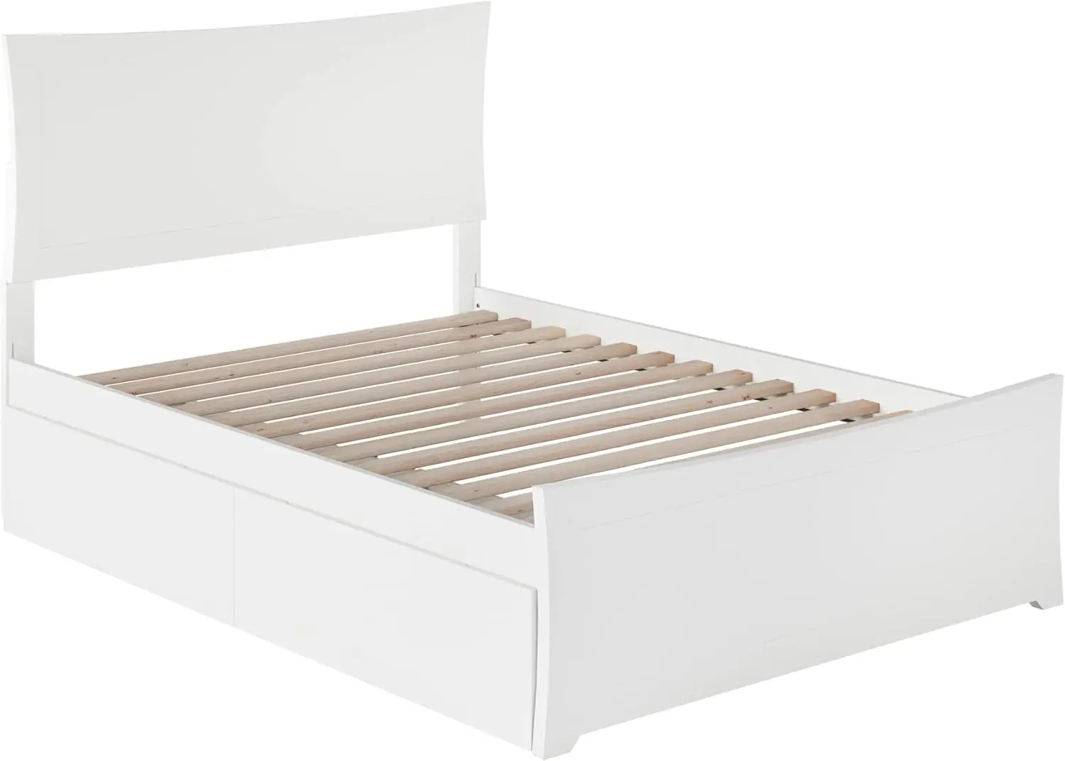 Metro Full Size Platform Bed With Matching Footboard & Storage Drawers In White