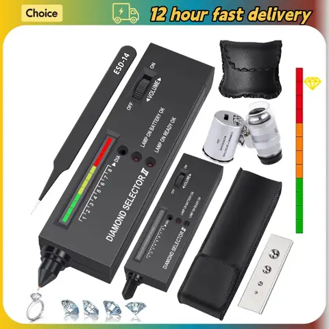 High Accuracy Diamond Tester Pen Jewelry Tester Diamond Selector Diamond Tester Kit +60X Mini LED Magnifying