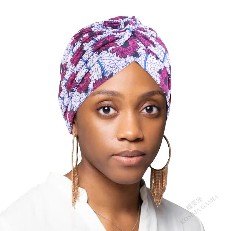 

Multipurpose Womens Headwrap Printed Turban Knot Design Used As Chemo Cap Muslim Hijab Beanie Bonnet for Hair Loss Cover
