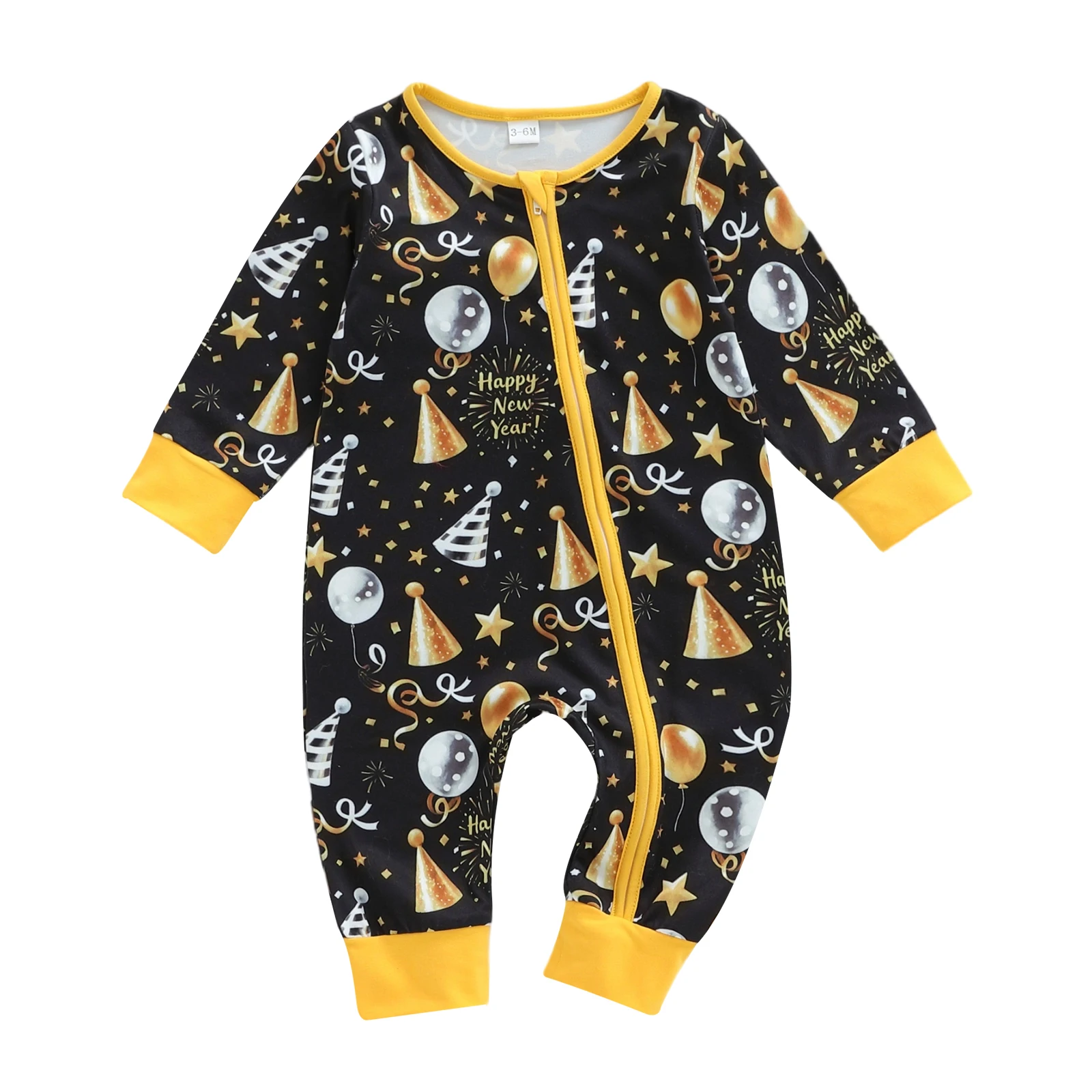 

Adorable Infant New Year with Cute Balloon Design Cozy Long Sleeves and Convenient Zipper Closure - Perfect for Baby