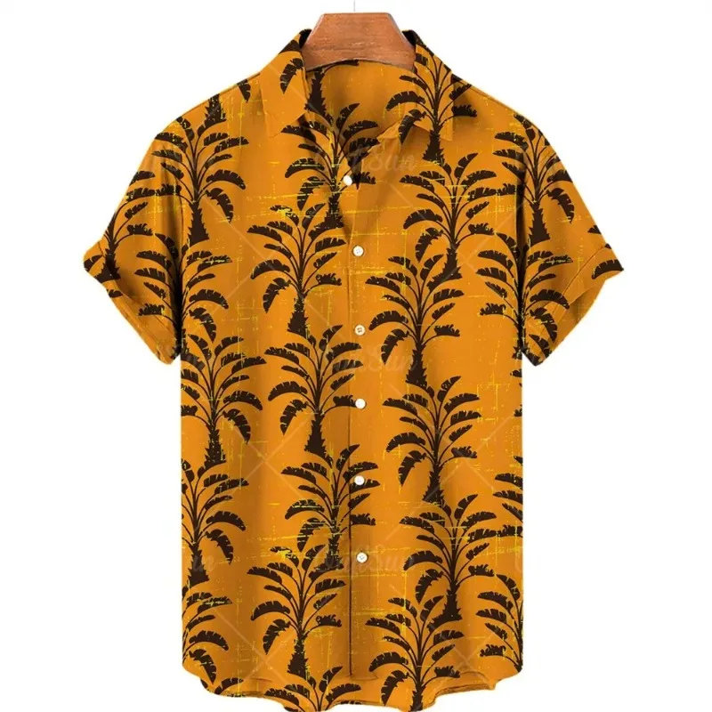 

Short Sleeve Shirt Hot Selling Support One Piece Design Sample Hawaii Coconut Tree 3D Printed Shirt Amazon