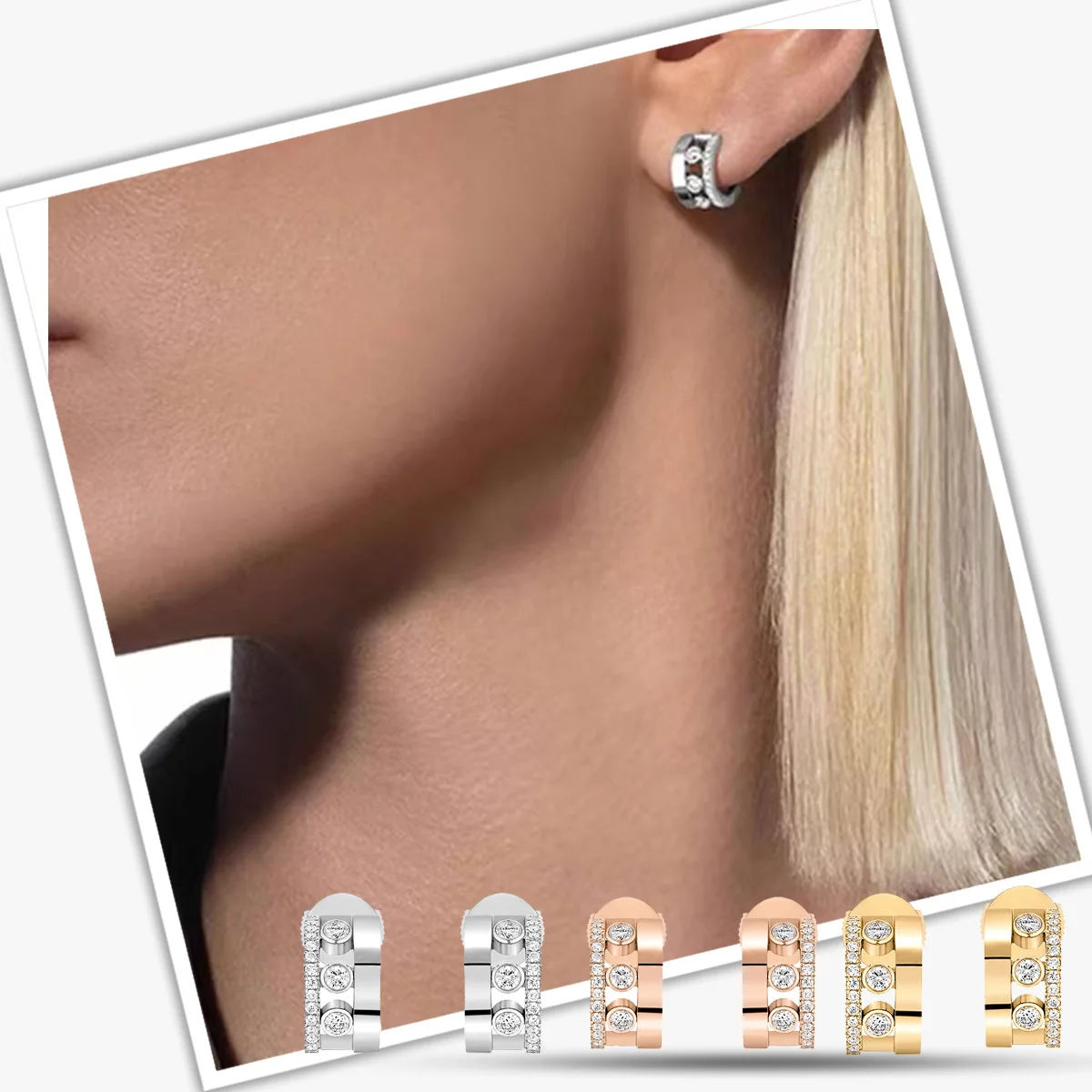 

MXK 2025 Классические модные женские серьги из серебра 925 пробы с бриллиантами, полуподвески серии MOVE, яркие и красивые, подходят для ношения