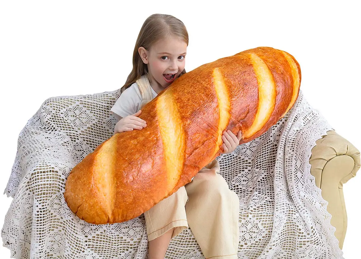 

32in 80cm Simulation Bread Shape Pillow Soft Lumbar Baguette Back Cushion Funny Food Plush Stuffed Toy Lively Bread High Quality