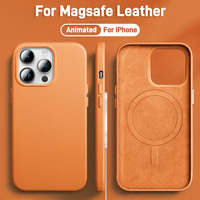 Luxury Leather Magnetic Cases For iPhone 16 15 14 13 Pro Max Plus For Magsafe Wireless Charging With Animation Phone Accessories