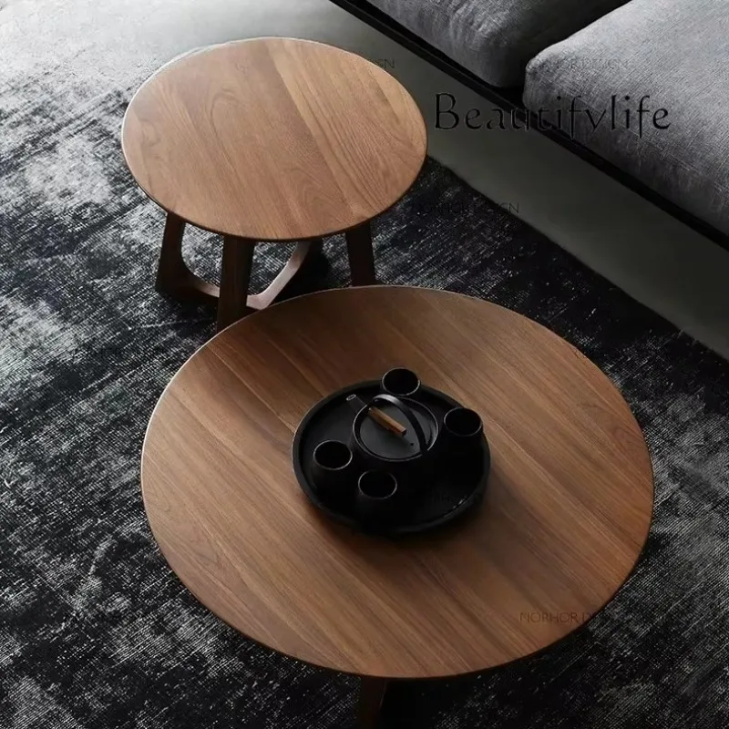 

c North American black walnut coffee side table casual small round table bedroom simple solid wood corner table