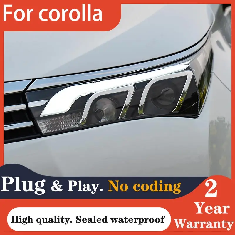 

Стайлинг автомобиля для фар Toyota Corolla 2014-2017 Corolla, головной свет DRL, указатель поворота, ближний свет, линза проектора