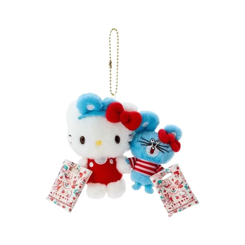 Sanrio Anime Plush Keychain Hello Kitty Dolls Keyring Cartoon Cute Backpack Pendants Key Chains Decorations Kids Birthday Gifts