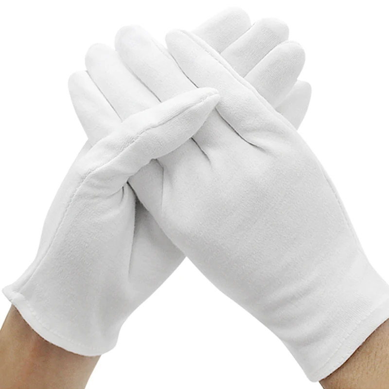 1 Pair New Full Finger Men Women Etiquette White Cotton Gloves Waiters/Drivers/Jewelry/Workers Mittens Sweat Absorption Gloves