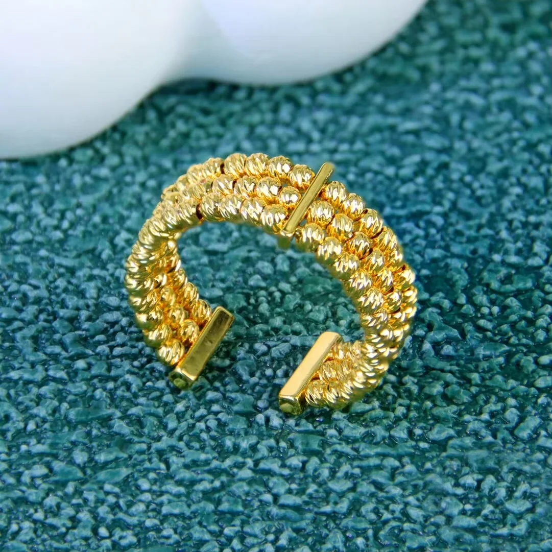 Luxury Arabic Bridal Wedding Rings 21k Gold Plated Adjustable Italian Fashion Marry Ring Dubai Middle East Women Party Jewelry