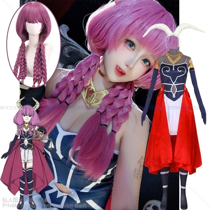 Anime Frieren Beyond Journey's End Aura The Guillotine Horns Cosplay Costume Woman Dress Cos Halloween Party Wigs Lolita Clothes