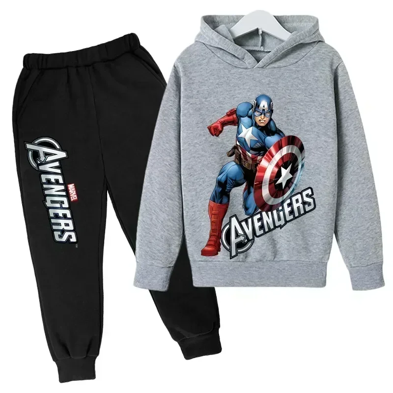 New Captain America Teen Children Hoodie Set Kids Spring Autumn Sweatshirt Boys Girls Clothing Kid Tops Pant Suit Tracksuits