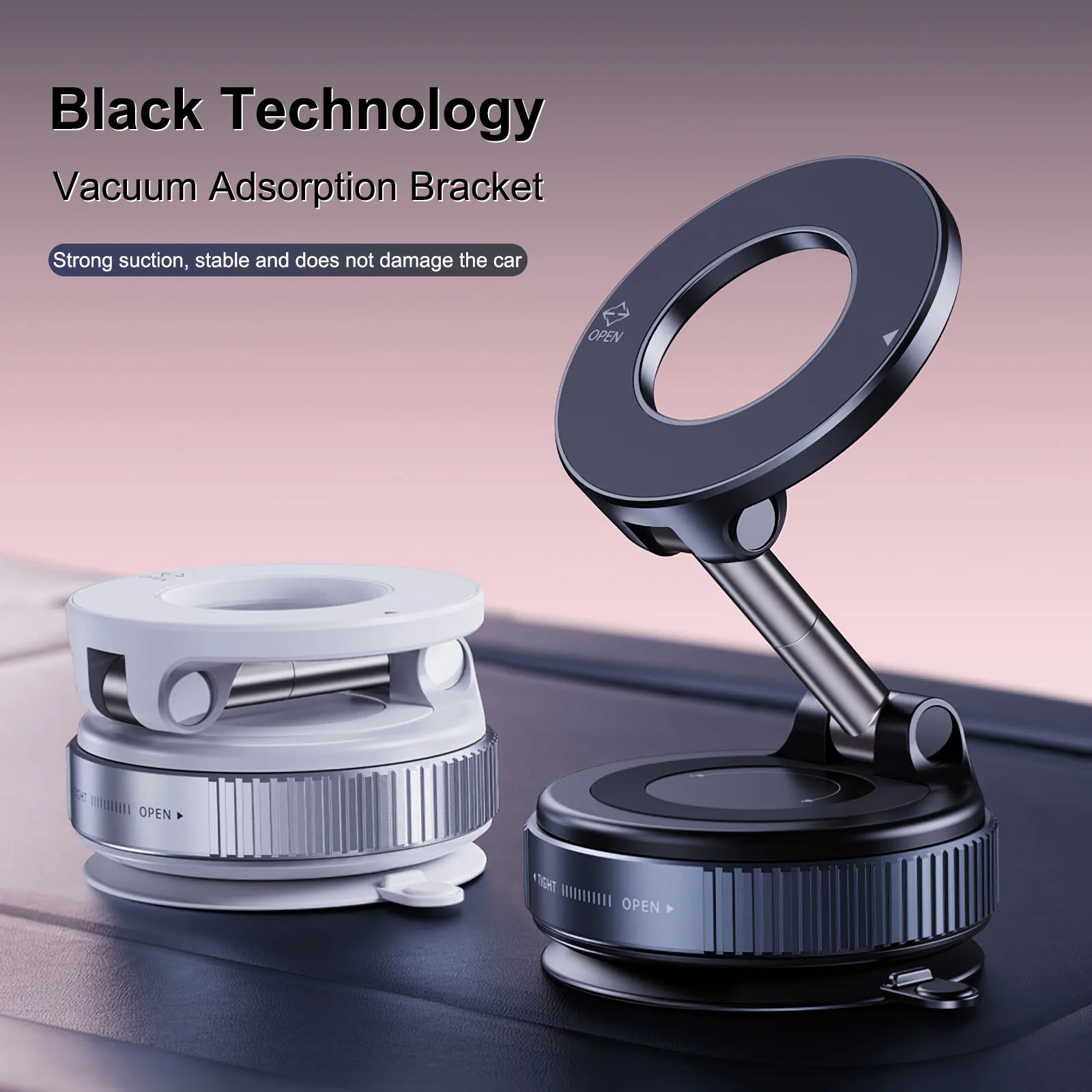 Car Mount Electric Vacuum Magnetic Holder Foldable Strong Suction Stand For Cell Phone For iphone 12 13 14 15 16 Live Streaming